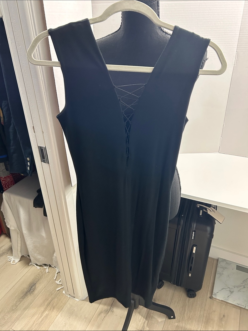 T by Alexander Wang Black Mini Dress Lace-Up Front and Back Size XS